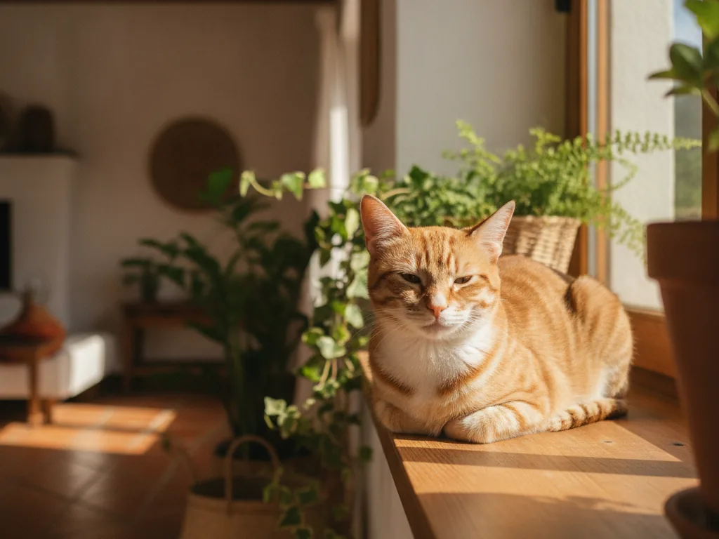 Chat tranquille à la maison pendant une visite de garde à domicile à Montpellier